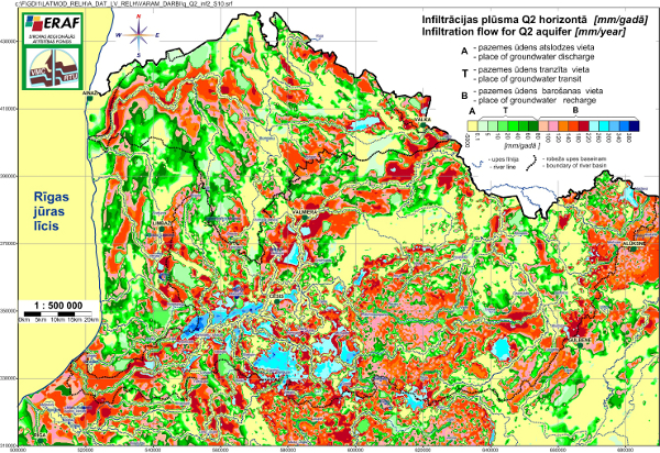 Infiltrācijas plūsma [mm/gadā] caur Q2