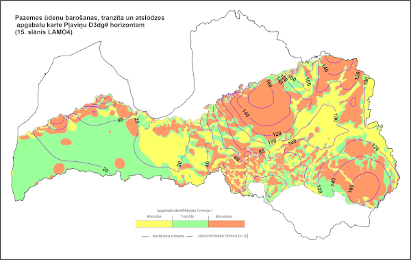 Pazemes ūdeņu barošanas, tranzīts un atslodze D3pl horizontā
