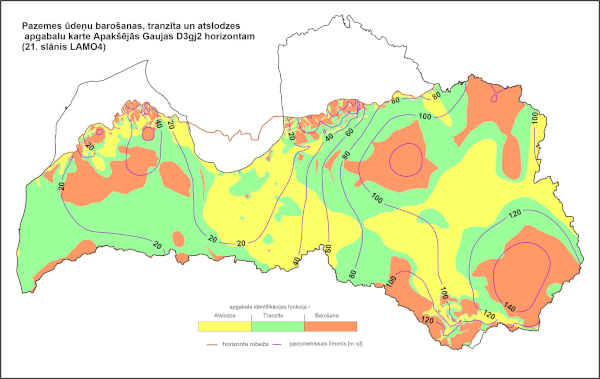 Pazemes ūdeņu barošanas, tranzīts un atslodze D3gj1 horizontā