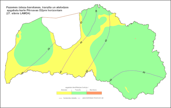 Pazemes ūdeņu barošanas, tranzīts un atslodze D2pr horizontā