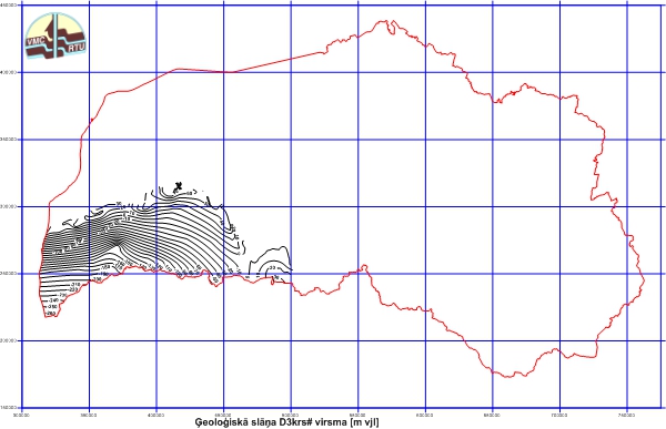 Ģeoloģiskā slāņa D3krs# virsma