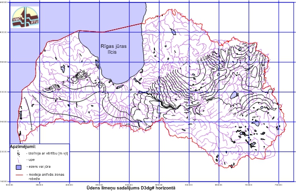 Ūdens līmeņu sadalījums D3dg horizontā