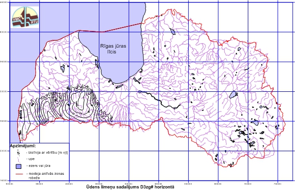 Ūdens līmeņu sadalījums D3zg horizontā