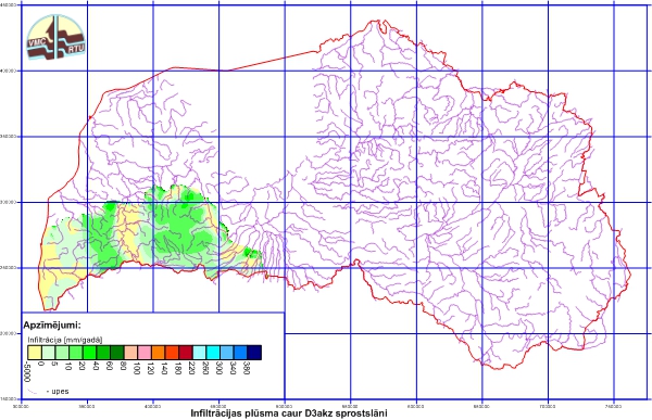 Plūsma [mm/gadā] caur D3akz sprostslāni