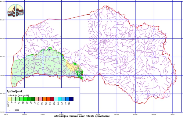 Plūsma [mm/gadā] caur D3el#z sprostslāni