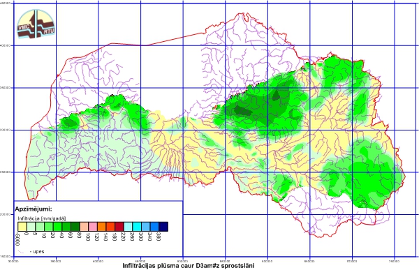 Plūsma [mm/gadā] caur D3amz sprostslāni