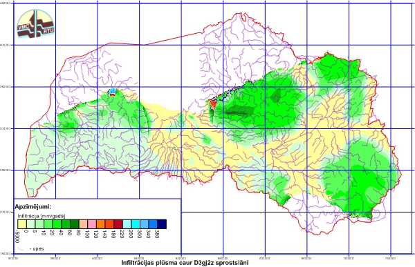 Plūsma [mm/gadā] caur D3gj2z sprostslāni