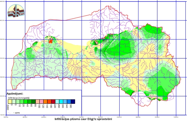 Plūsma [mm/gadā] caur D3gj1z sprostslāni