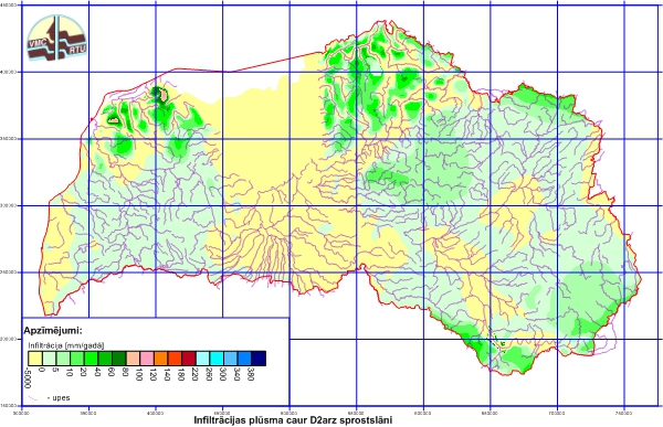 Plūsma [mm/gadā] caur D2brtz sprostslāni